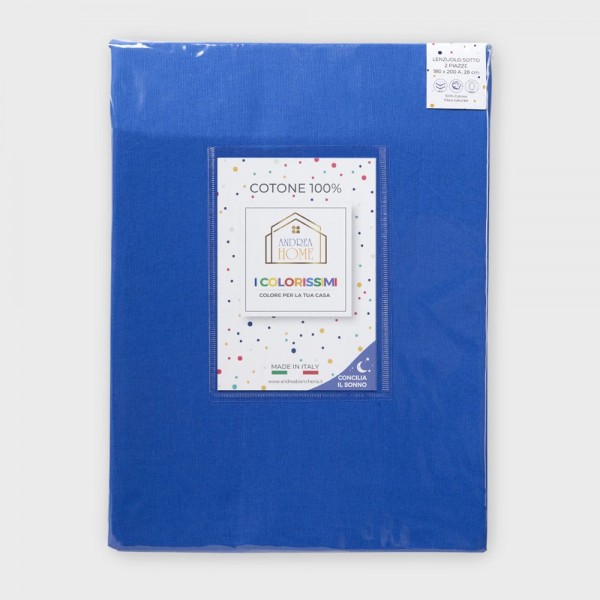 Draps housse pour lit matrimonial Andrea Home I Colorissimi en uni lavande bleue