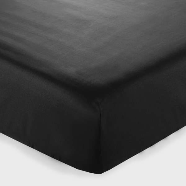 Draps housse pour lit matrimonial Andrea Home I Colorissimi en uni noir