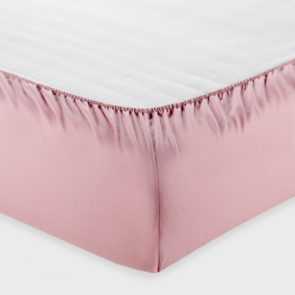 Draps housse pour lit matrimonial Andrea Home I Colorissimi en uni Rose sépia