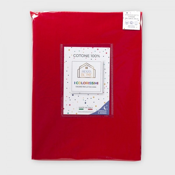 Spannbettlaken für Doppelbett Andrea Home I Colorissimi in Uni-Farbe Persisches Rot