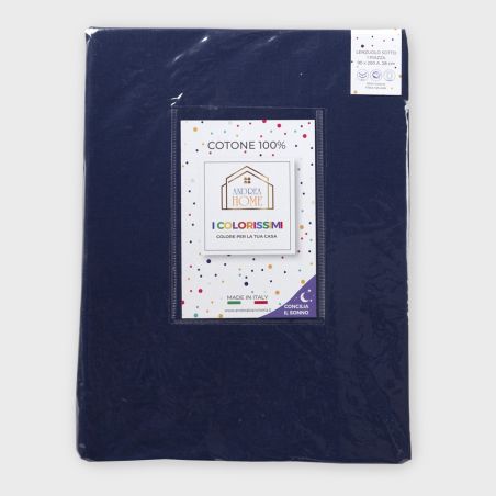 Lenzuolo sotto con angoli letto Singolo Andrea Home I Colorissimi in tinta unita Blue Vintage