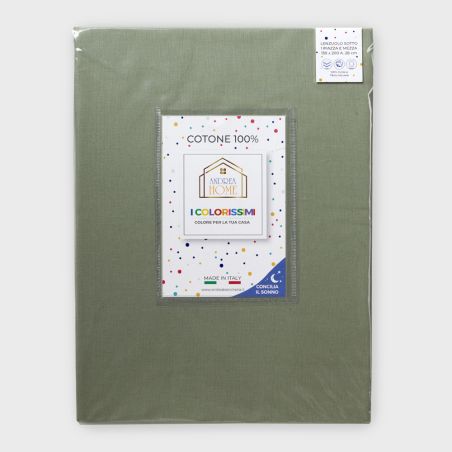 Lenzuolo sotto con angoli letto Singolo Andrea Home I Colorissimi in tinta unita Verde Celadon