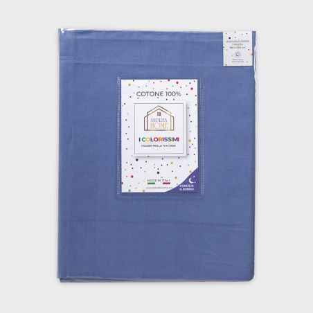 Lenzuolo sopra letto Singolo Andrea Home I Colorissimi in tinta unita Blu fumo