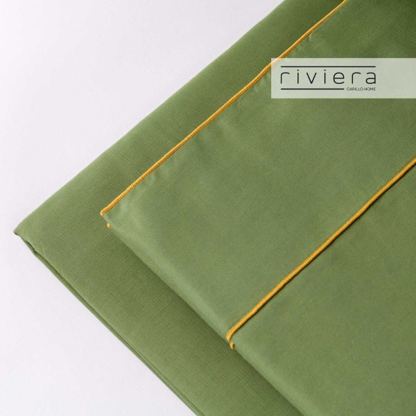 Completo Lenzuola letto Matrimoniale Carillo Riviera Milo colore Verde Celadon
