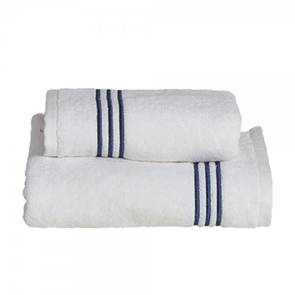 Coppia asciugamani 1+1 Fazzini Isola Colore Bianco + Blu
