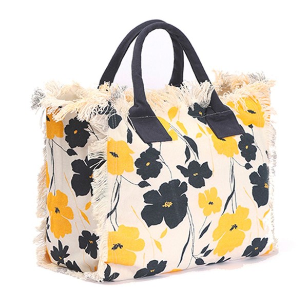 Borsa mare Maryplaid Fiori colore Giallo Navy