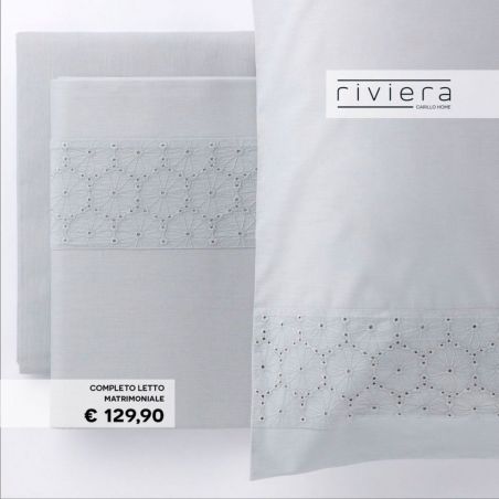 Completo lenzuola letto Matrimoniale Carillo Riviera Naya colore Grigio