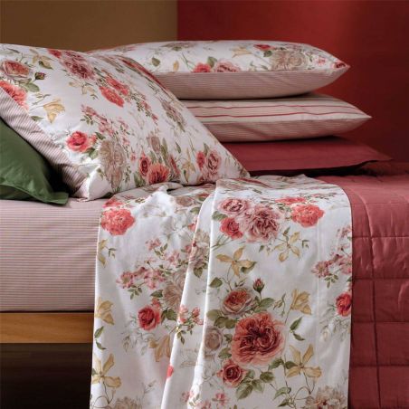 Completo lenzuola letto Matrimoniale Carillo Riviera Rosella colore Rosa Antico