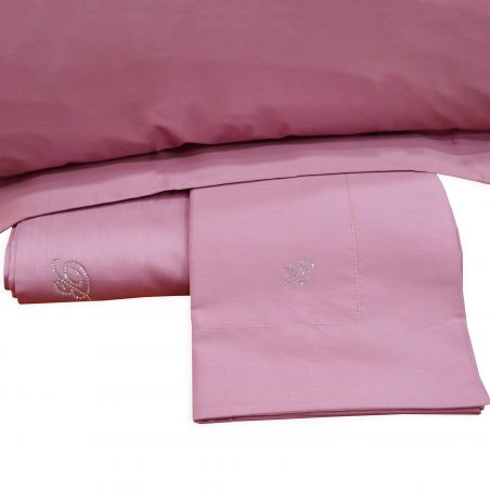 Ensemble de draps pour lit double Blumarine Lory en satin de coton couleur Fard