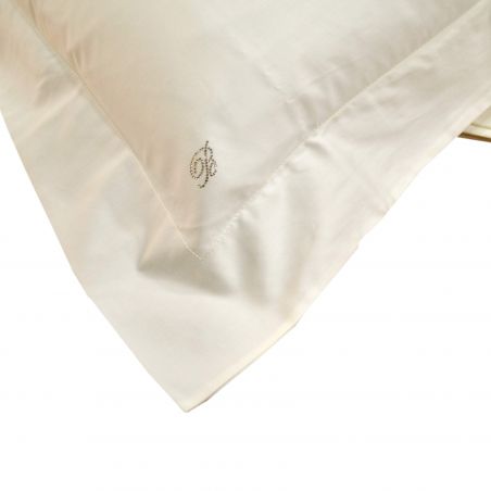 Completo lenzuola Matrimoniale Blumarine Lory in raso di cotone colore Burro