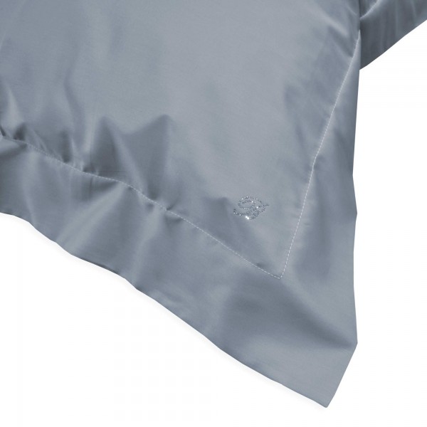 Completo lenzuola Matrimoniale Blumarine Lory in raso di cotone colore Stone Blu