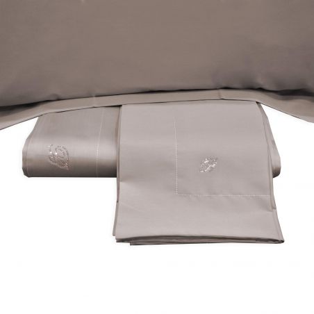 Bettwäscheset für Doppelbett Blumarine Lory aus Baumwollsatin in der Farbe Ton