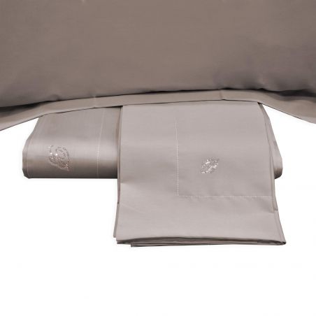 Ensemble de draps pour lit double Blumarine Lory en satin de coton couleur Argile