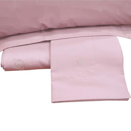 Bettwäscheset für Doppelbett Blumarine Lory aus Baumwollsatin in der Farbe Lotos