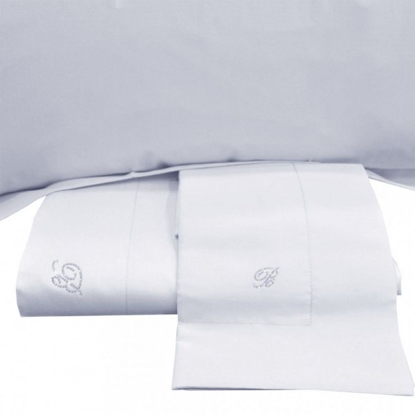 Ensemble de draps pour lit double Blumarine Lory en satin de coton couleur Blanc