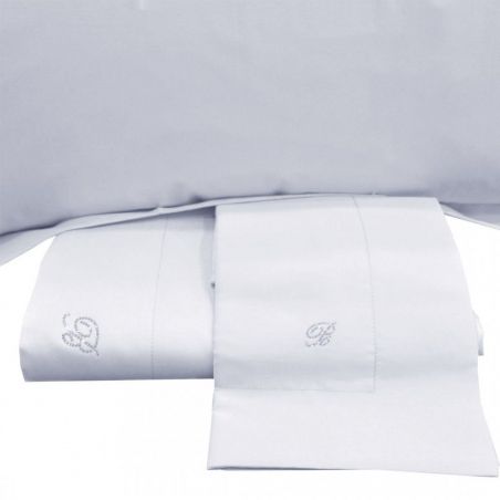 Completo lenzuola Matrimoniale Blumarine Lory in raso di cotone colore Bianco