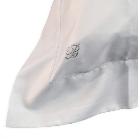 Ensemble de draps pour lit simple Blumarine Lory en satin de coton couleur Cristal.