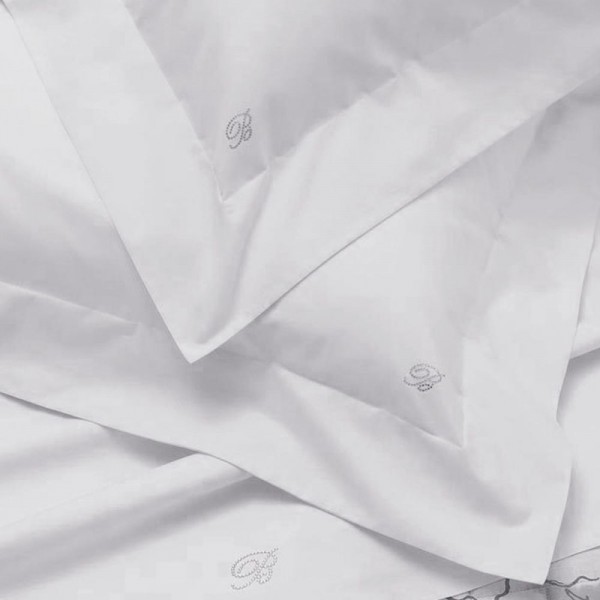 Completo lenzuola Matrimoniale Blumarine Blu Valentina in percalle colore Bianco