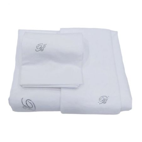 Ensemble de draps pour lit double Blumarine Blu Valentina en percale de coton couleur Blanc