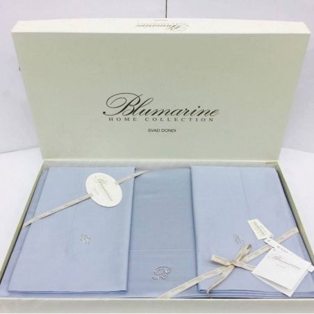 Bettwäscheset für Doppelbett Blumarine Blu Valentina aus Perkal-Baumwolle in der Farbe Turmalin