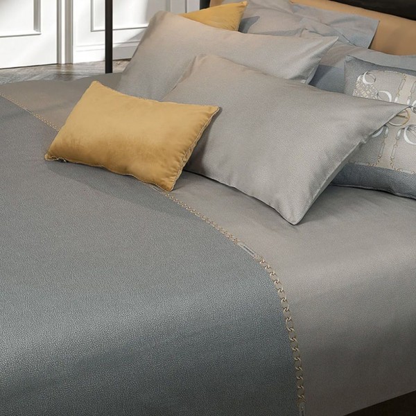 Completo Copripiumino letto Matrimoniale Borbonese Gatsby colore Grigio Scuro