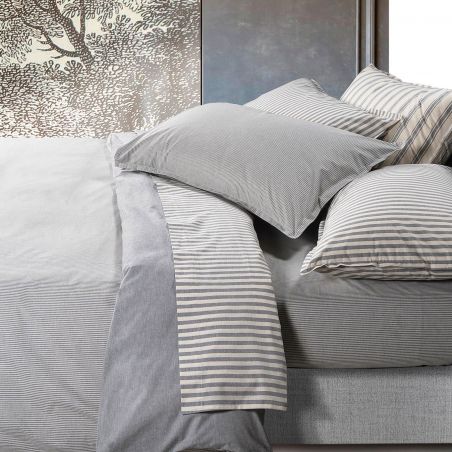 Drap de lit un carré et demi en dessous avec des coins Natura Jolie Motif Chambay Gris