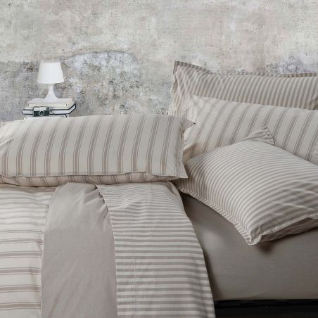 Lenzuolo letto matrimoniale sotto con angoli Natura Jolie Motivo Chambray Grigio