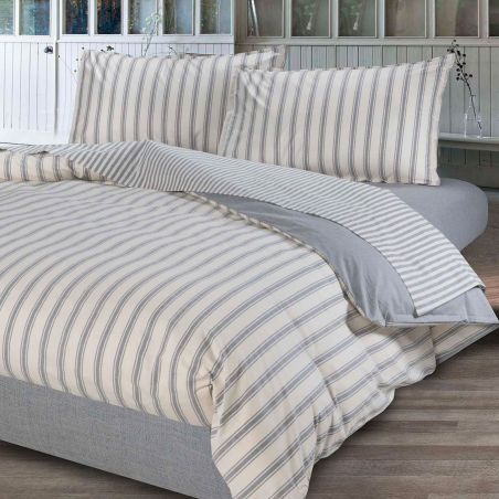 Drap de lit simple sous avec coins Natura Jolie Pattern Chambray Gris
