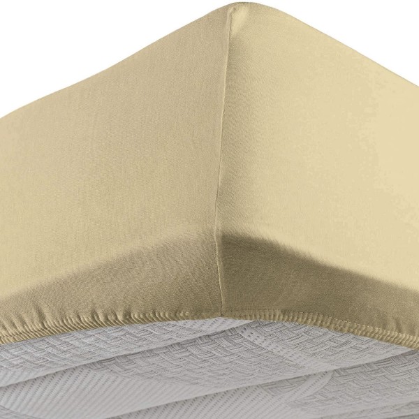 Spannbettlaken mit elastischen Ecken für großes Doppelbett Vivacolor von DaunenStep in Beige