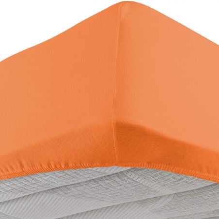 Draps-housses avec coins élastiques pour lit double large Vivacolor DaunenStep Orange