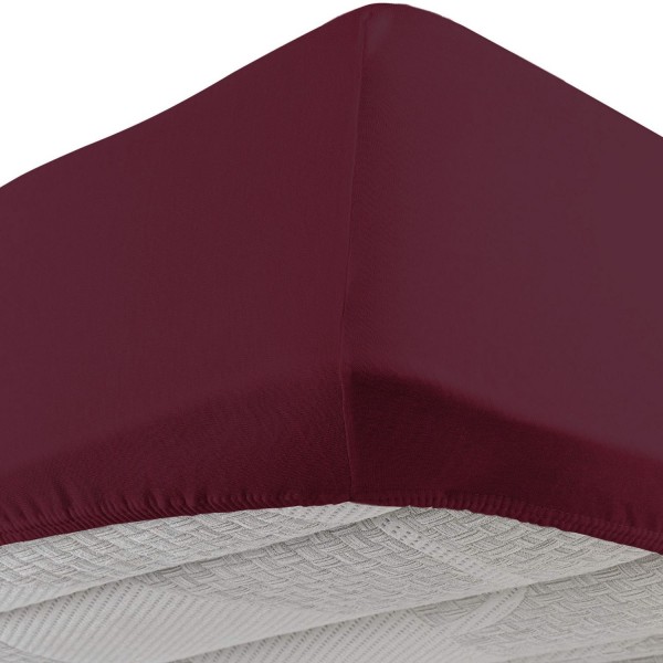 Spannbettlaken mit elastischen Ecken für großes Doppelbett Vivacolor von DaunenStep in Burgundd