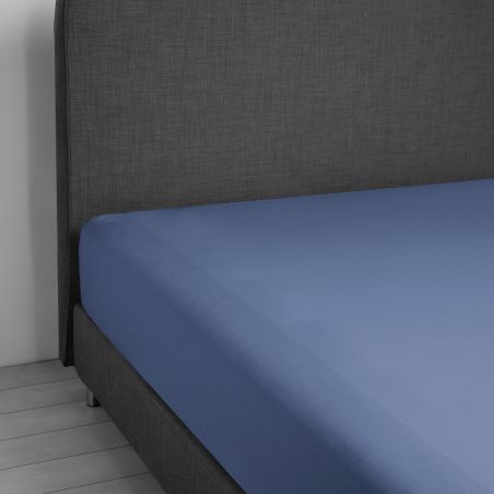 Spannbettlaken mit elastischen Ecken für großes Doppelbett Vivacolor von DaunenStep in Blau
