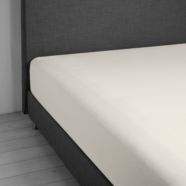 Spannbettlaken mit elastischen Ecken für Doppelbett Vivacolor von DaunenStep in Elfenbein
