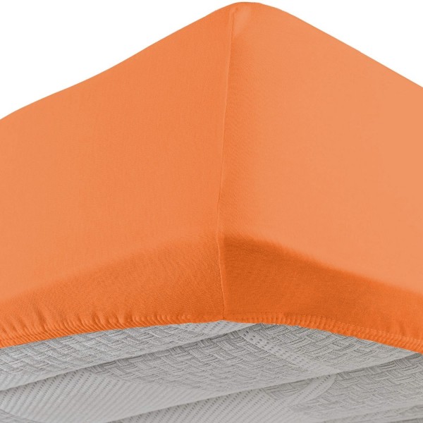 Spannbettlaken mit elastischen Ecken für Doppelbett Vivacolor von DaunenStep in Orange