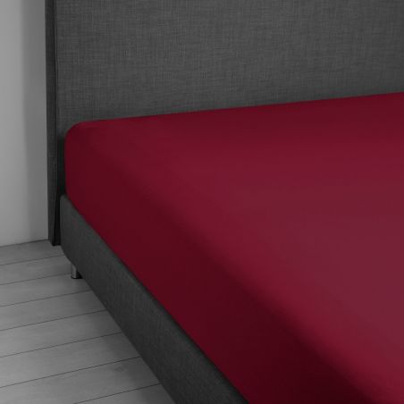 Spannbettlaken mit elastischen Ecken für Doppelbett Vivacolor von DaunenStep in Bordeaux