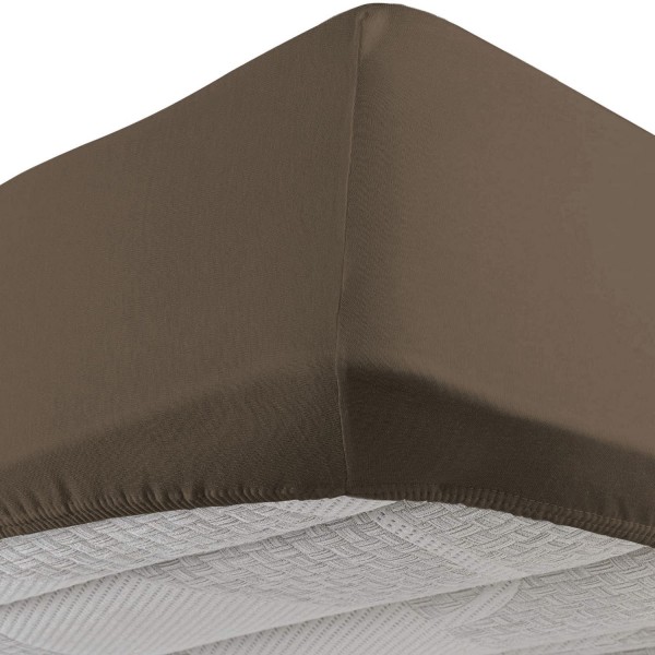 Spannbettlaken mit elastischen Ecken für Doppelbett Vivacolor von DaunenStep in Tabak