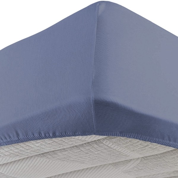 Draps-housses avec coins élastiques pour lit une place et demie Vivacolor DaunenStep Bleu