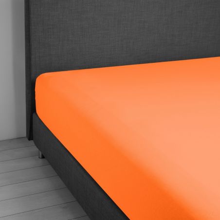 Spannbettlaken mit elastischen Ecken für Einzelbett Vivacolor von DaunenStep in Orange