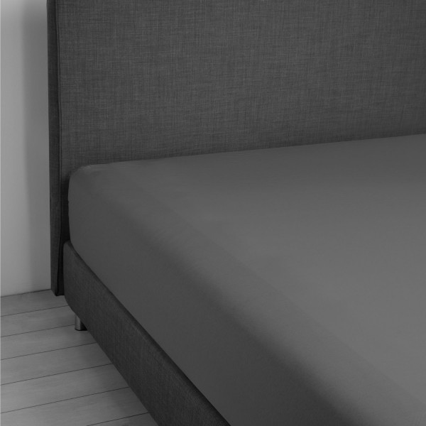 Spannbettlaken mit elastischen Ecken für Einzelbett Vivacolor von DaunenStep Graphitfarbe
