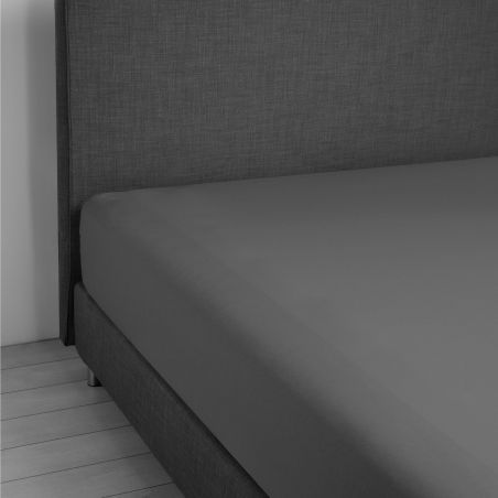 Spannbettlaken mit elastischen Ecken für Einzelbett Vivacolor von DaunenStep Graphitfarbe