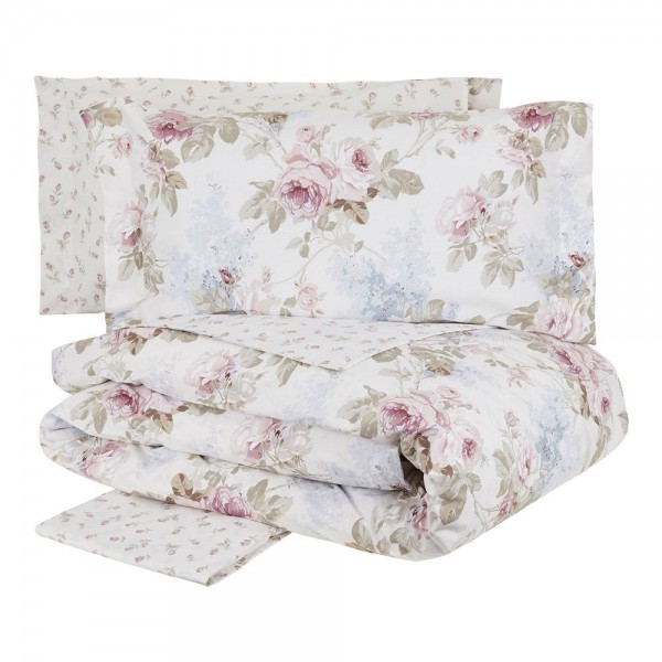 Completo copripiumino letto matrimoniale Borbonese Sanderson colore Bianco