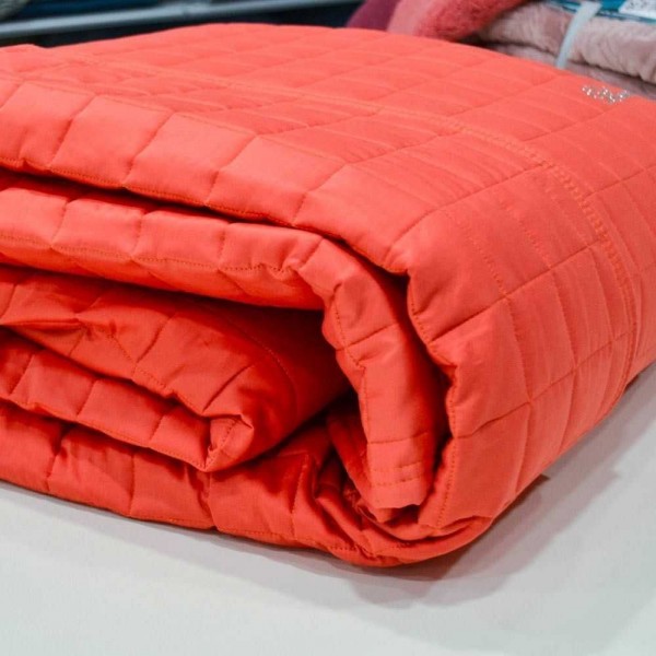 Couvre-lit en satin de coton Matrimonial Blumarine Lory couleur terre rouge