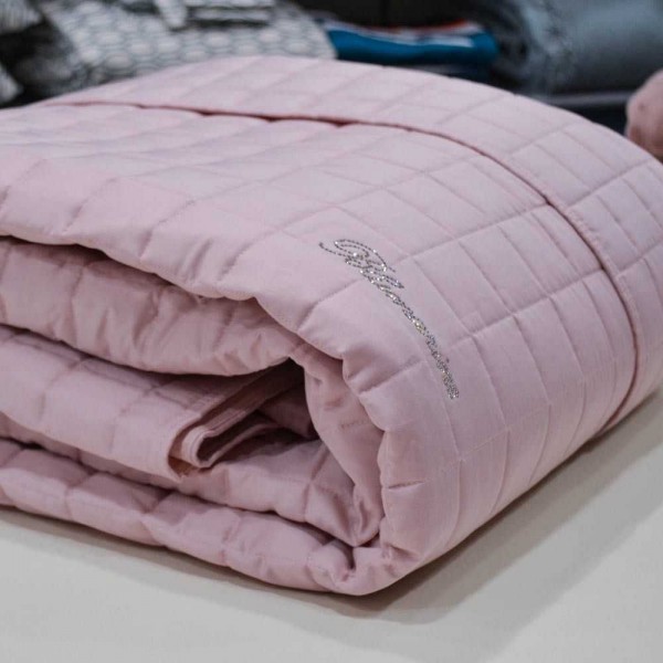 Bettdecke aus Baumwollsatin, Doppelbett, Blumarine Lory, Farbe Erica