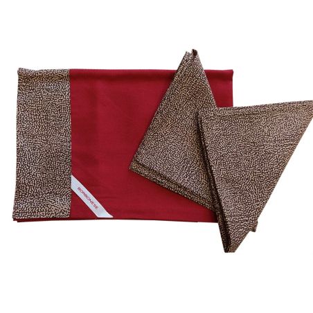 Tischläufer 50x150 mit 2 Servietten Borbonese Jolie in Rot