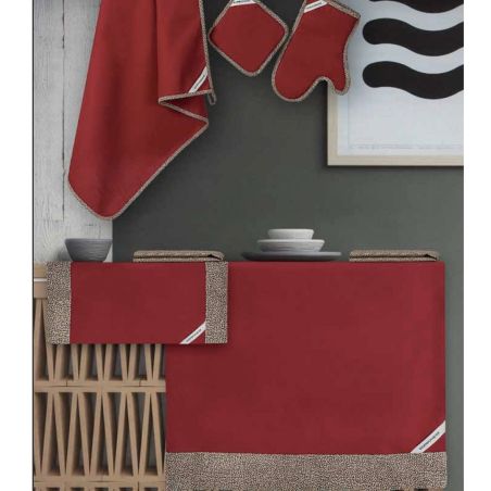 Tischläufer 50x150 mit 2 Servietten Borbonese Jolie in Rot