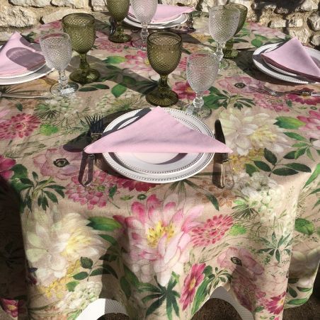 Tischtuch quadratisch aus Leinen, 170x170 cm, von Tessitura Toscana La Vie En Rose