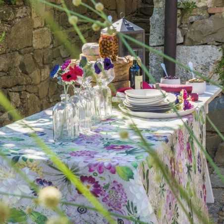 Tovaglia in lino 170x360 Tessitura Toscana La Vie En Rose x 18 posti