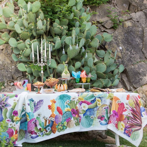 Nappe en lin carré 170x170 cm Tessitura Toscana Kactus