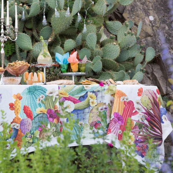 Nappe en lin carré 170x170 cm Tessitura Toscana Kactus