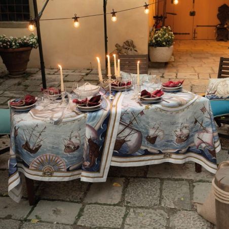 Tovaglia in lino 170x270 Tessitura Toscana Bounty colore Bianco x 12 posti